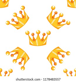 Cartoon vector gold crown seamless pattern