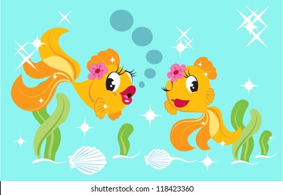 Cartoon vector gold fish