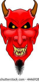 cartoon vector graphic depicting a laughing devil face