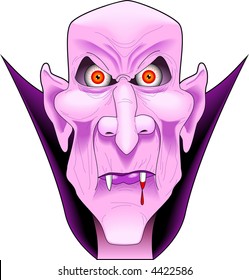 cartoon vector graphic depicting a vampire face