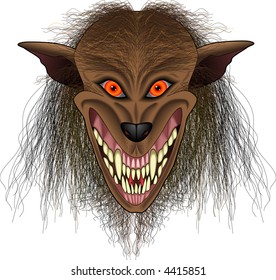 cartoon vector graphic depicting a werewolf face