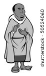 cartoon vector gray scale illustration monk