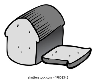 cartoon vector gray scale illustration sliced bread