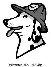 cartoon vector gray scale illustration Dalmatian dog