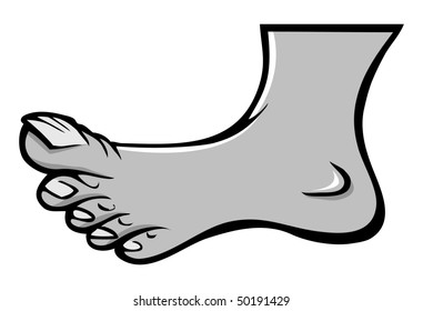 cartoon vector gray scale illustration human foot