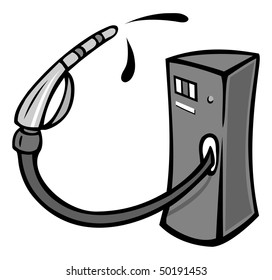 cartoon vector gray scale illustration gas pump