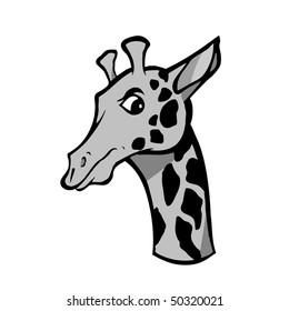 cartoon vector gray scale illustration giraffe