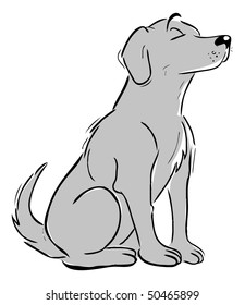 cartoon vector gray scale illustration Labrador dog