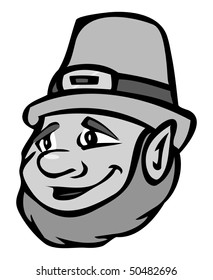 cartoon vector gray scale illustration leprechaun