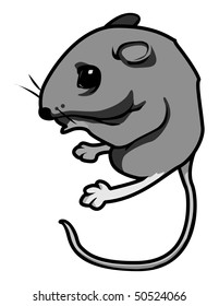 cartoon vector gray scale illustration mouse
