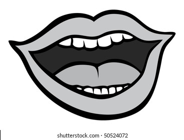 cartoon vector gray scale illustration mouth