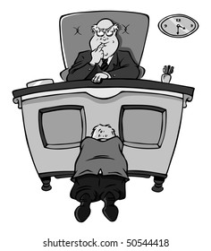 cartoon vector gray scale illustration employee boss raise