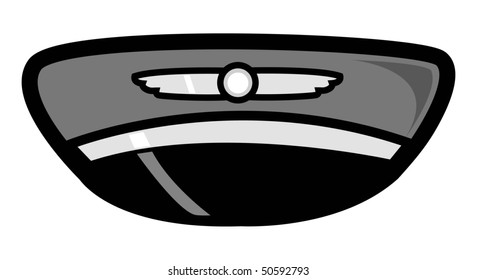 cartoon vector gray scale illustration pilot cap