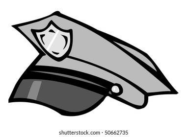 cartoon vector gray scale illustration police cap