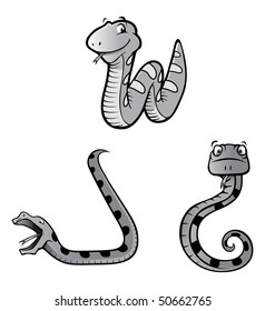 cartoon vector gray scale illustration python snakes