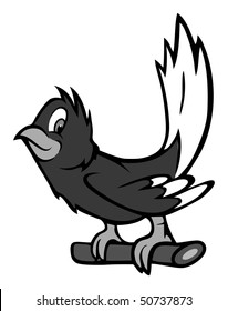 cartoon vector gray scale illustration red robin bird