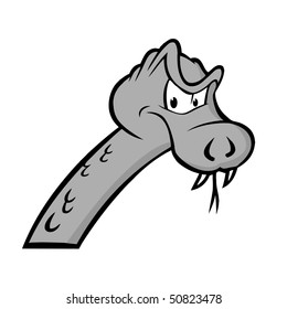cartoon vector gray scale illustration serpent snake