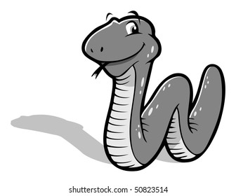 cartoon vector gray scale illustration snake