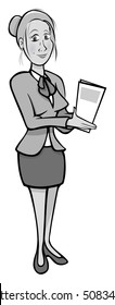 cartoon vector gray scale illustration flight attendant
