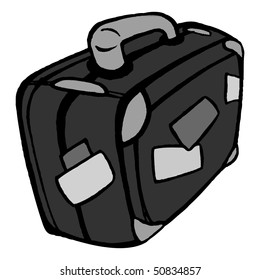 cartoon vector gray scale illustration suitcase