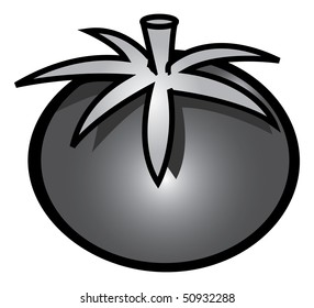 cartoon vector gray scale illustration tomato