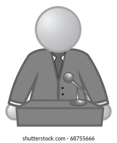 cartoon vector gray scale illustration of a speaker