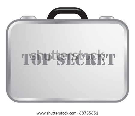 cartoon vector gray scale illustration of a top secret briefcase