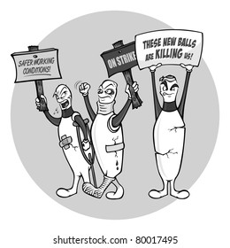 cartoon vector grayscale illustration of bowling pins on strike