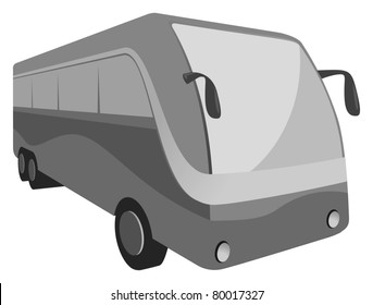 cartoon vector grayscale illustration of a transit bus
