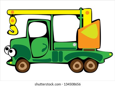 cartoon vector green crane arm isolated on white background