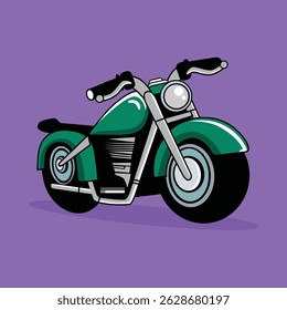 Vetor de Desenho Animado de Motocicleta Personalizada Verde