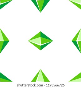 Cartoon vector green gem stone seamless pattern