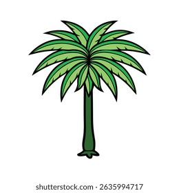 Cartoon Vector of a green palm tree