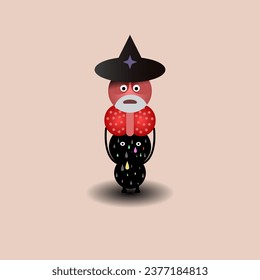 Cartoon vector, Halloween concept heart ghost sitting on kid head.Carry ghost on shoulder.