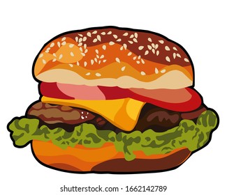 Cartoon vector of a hamburger 