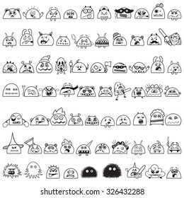 Cartoon vector hand-drawn monster doodles.