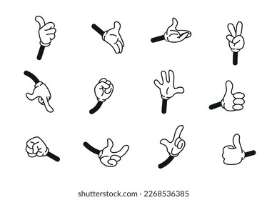 Cartoon vector hands in various positions eps 10