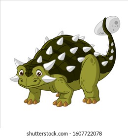 Cartoon Vector Happy Dinosaur Ankylosaurus