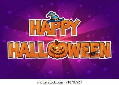 Cartoon Vector Happy Halloween design card template