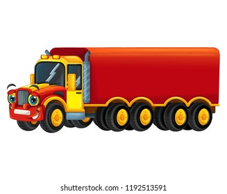 cartoon vector happy truck - isolated on white background - illustration for children