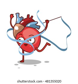 Cartoon vector healthy heart with cute face. Set of cartoon internal organs character.