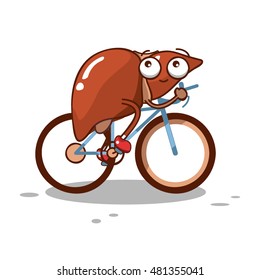 Cartoon vector healthy liver with cute face. Set of cartoon internal organs character.