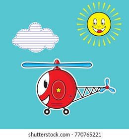 cartoon vector of helicopter and sun