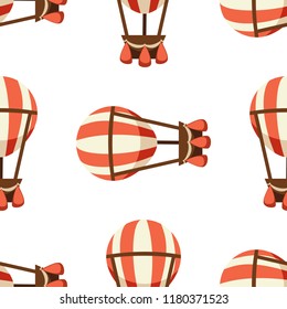 Cartoon vector hot air balloon seamless pattern