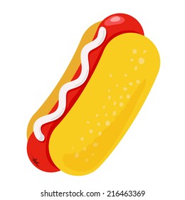Cartoon Vector Hot-Dog  icon isolated on white