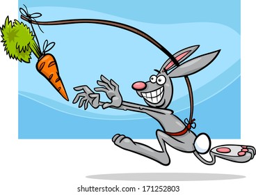 Cartoon Vector Humor Concept Illustration of Dangling A Carrot Saying or Proverb