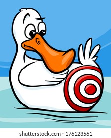 Cartoon Vector Humor Concept Illustration of Sitting Duck Saying or Proverb