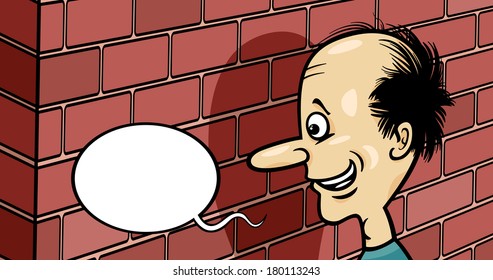 Cartoon Vector Humor Concept Illustration of Talking to a Brick Wall Saying or Proverb