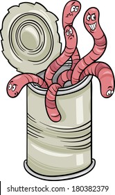 Cartoon Vector Humor Concept Illustration of Can of Worms Saying or Proverb