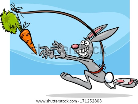 Cartoon Vector Humor Concept Illustration of Dangling A Carrot Saying or Proverb